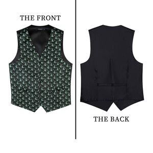 Elegant Black and Green Patterned Men's Vest